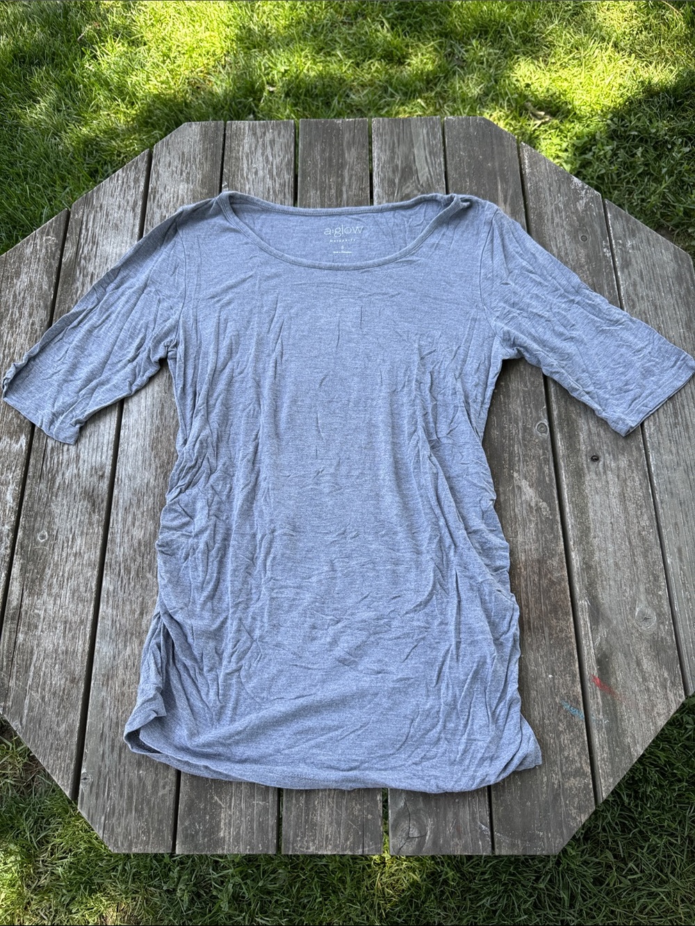 a:glow Women's Grey Maternity Scoop Neck Tunic Top